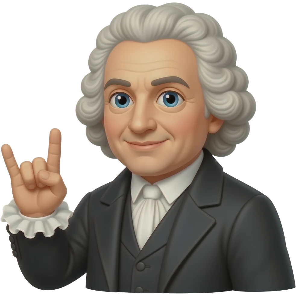 Johann Sebastian Bach with 🤘 emoji