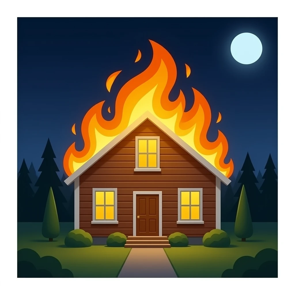 Burning house emoji