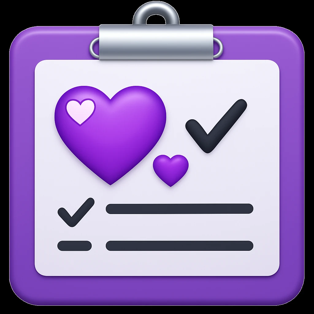 checklist purple heart emoji  emoji