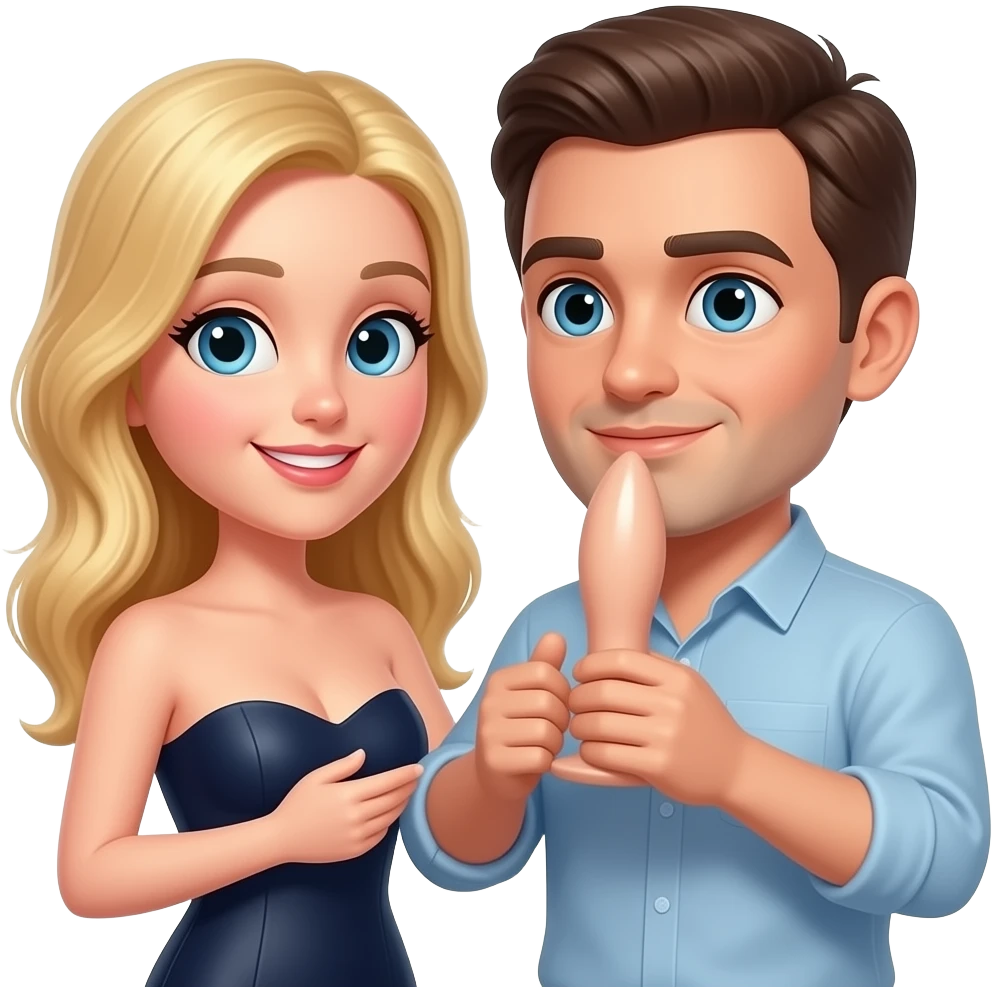 Blond woman strapless dildo pegging  a man emoji
