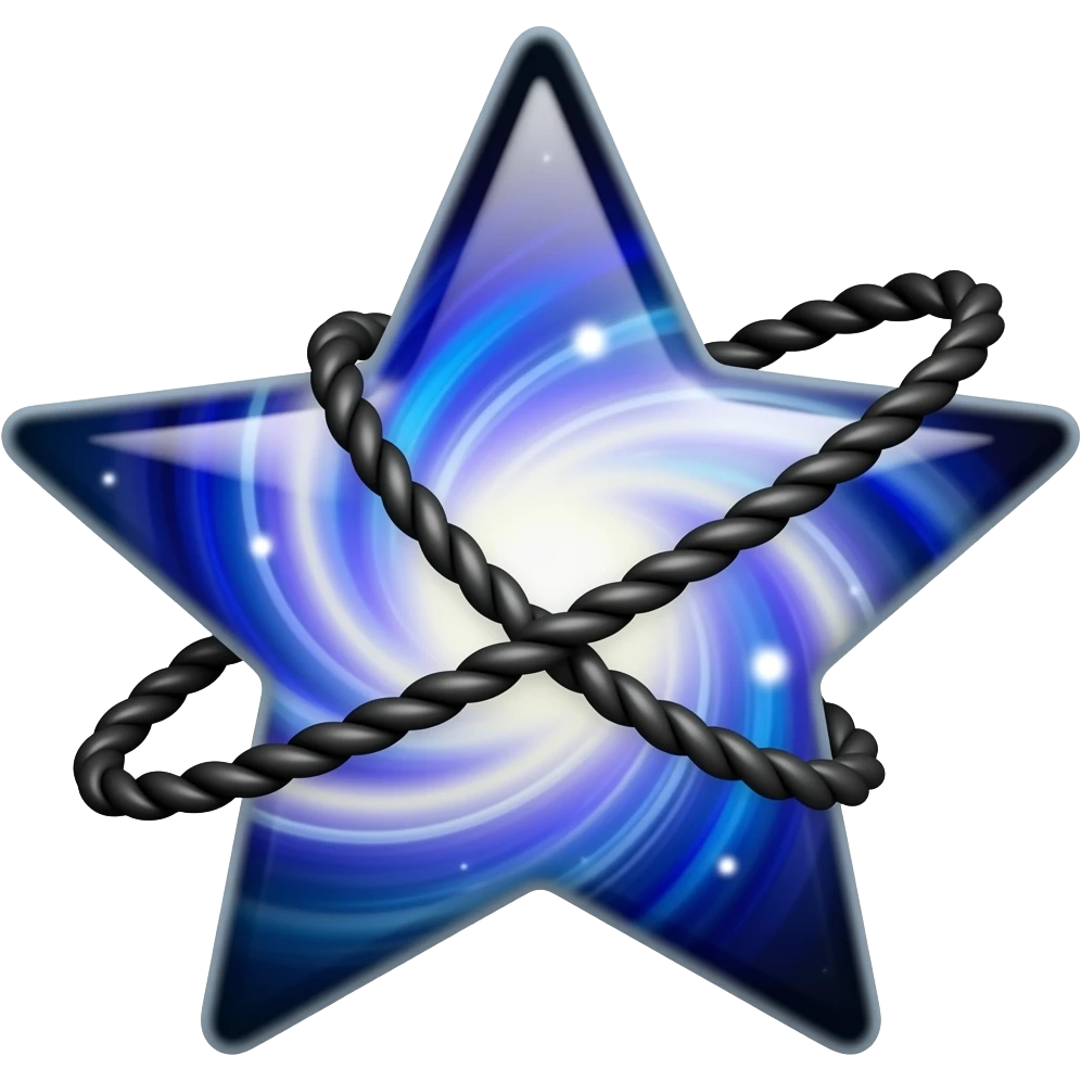 Galaxy colored star with black ropes across it emoji