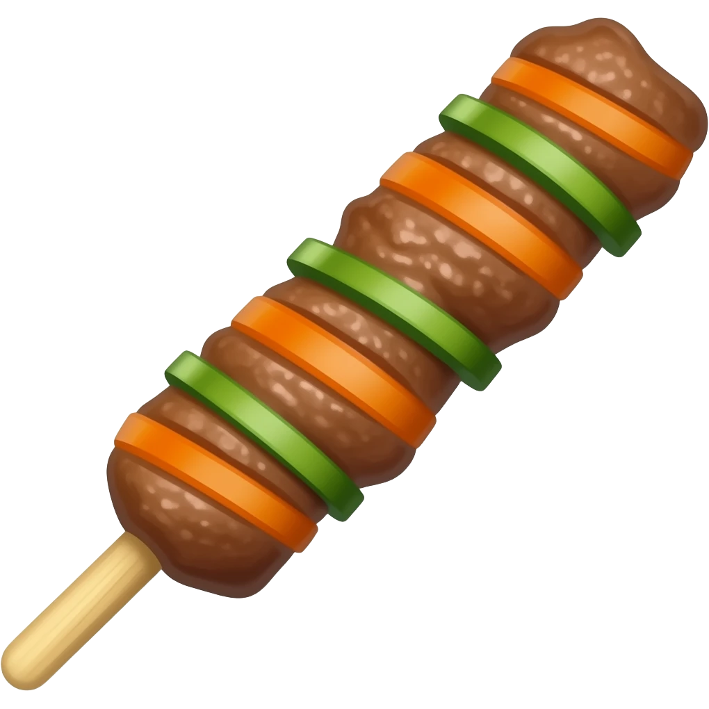 one thai styled- meat bbq without vegetable, only 1 stick, without bg, emoji