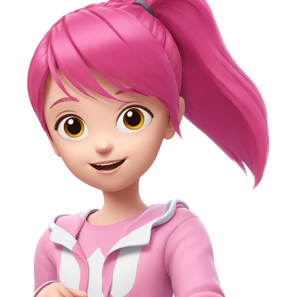 pink haired girl smiling emoji