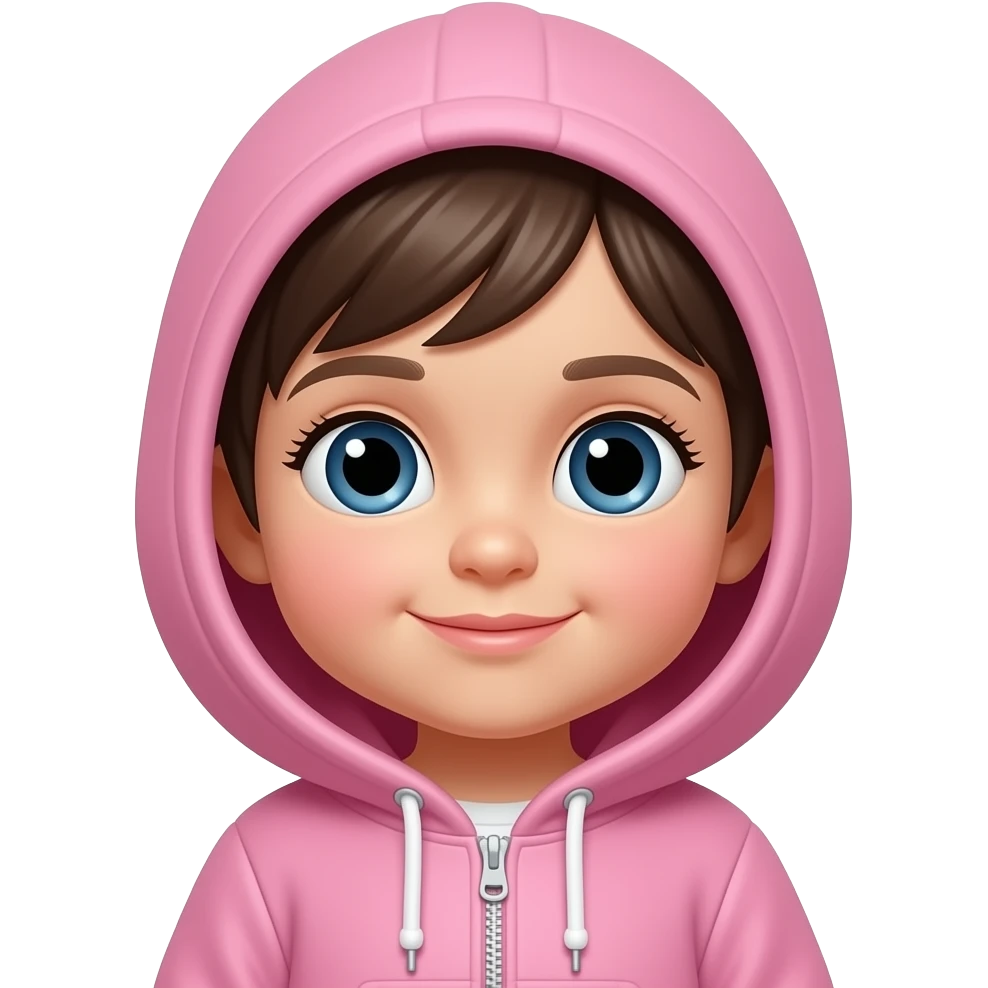 baby girl wear pink hoodie emoji