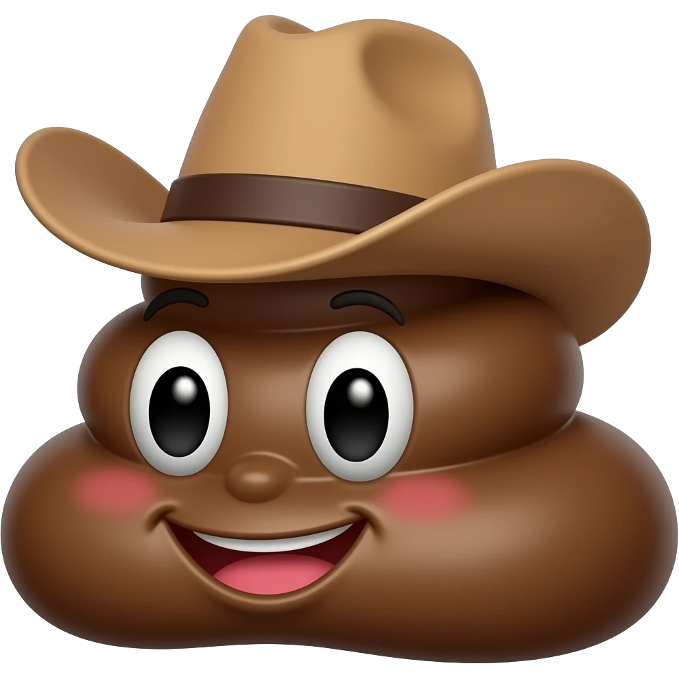 Cute 💩 with cowboy hat  on Sideways emoji
