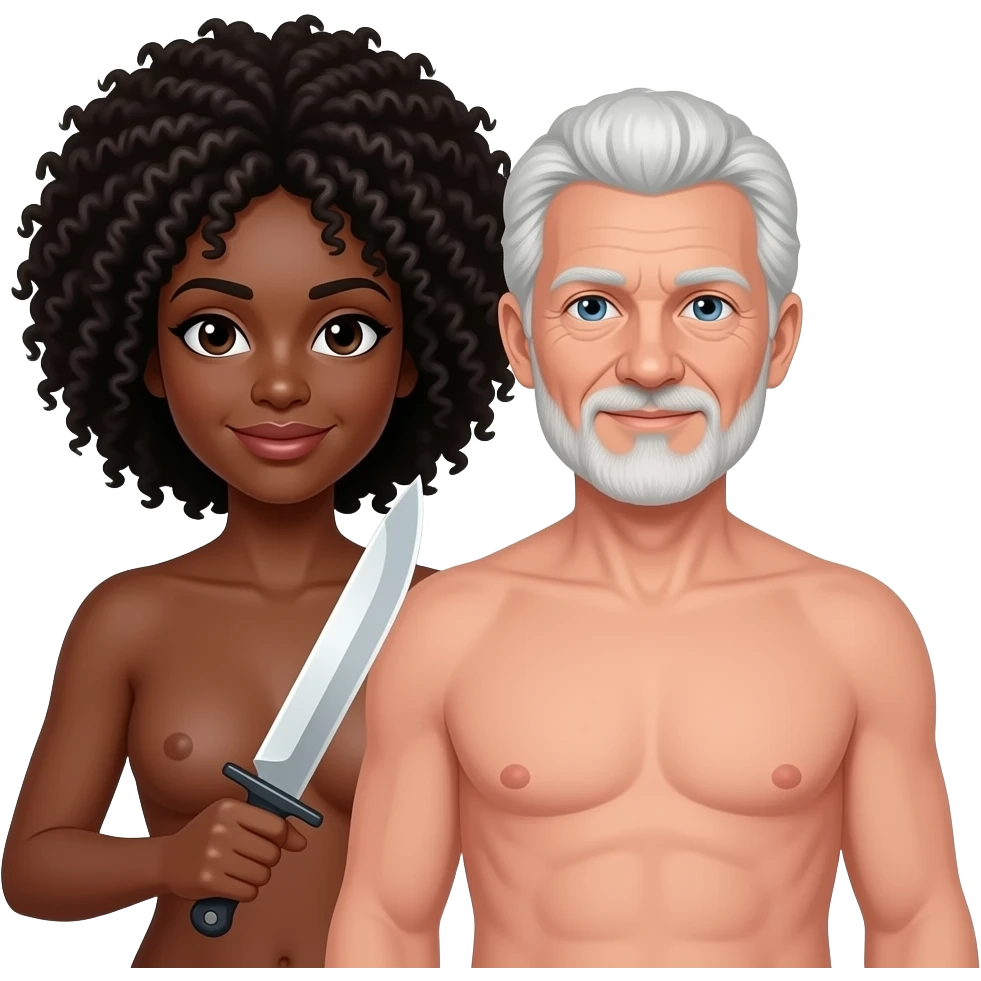 Black woman with blad older man naked emoji