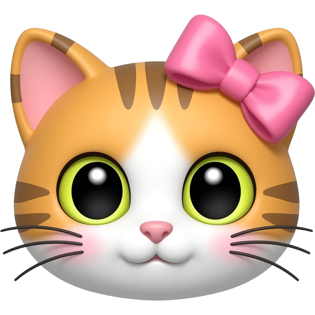 1 cat ear with a bow no cat head emoji