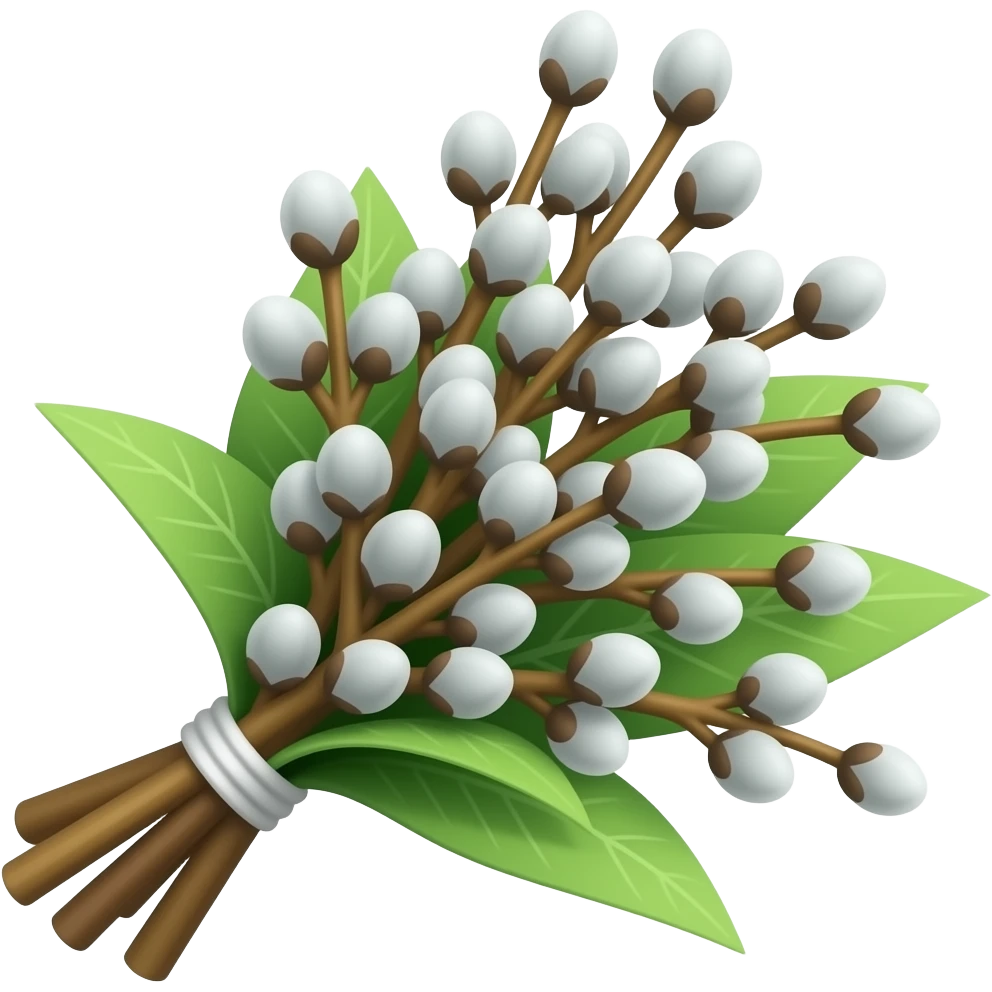 pussy willow  branches bouquet с зелеными лепестками emoji