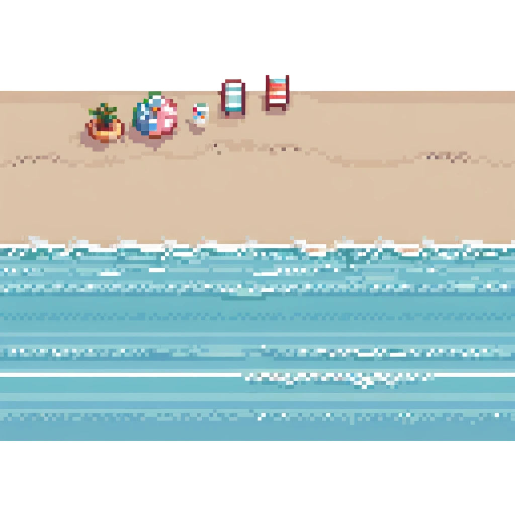 beach, pixel art style, bright colors, rich details emoji