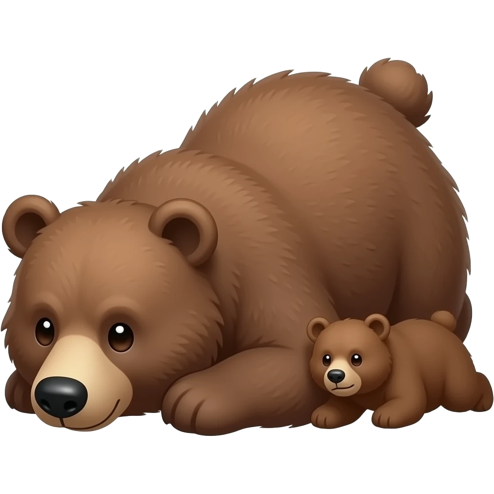 Big Bear laying crushing little bear emoji