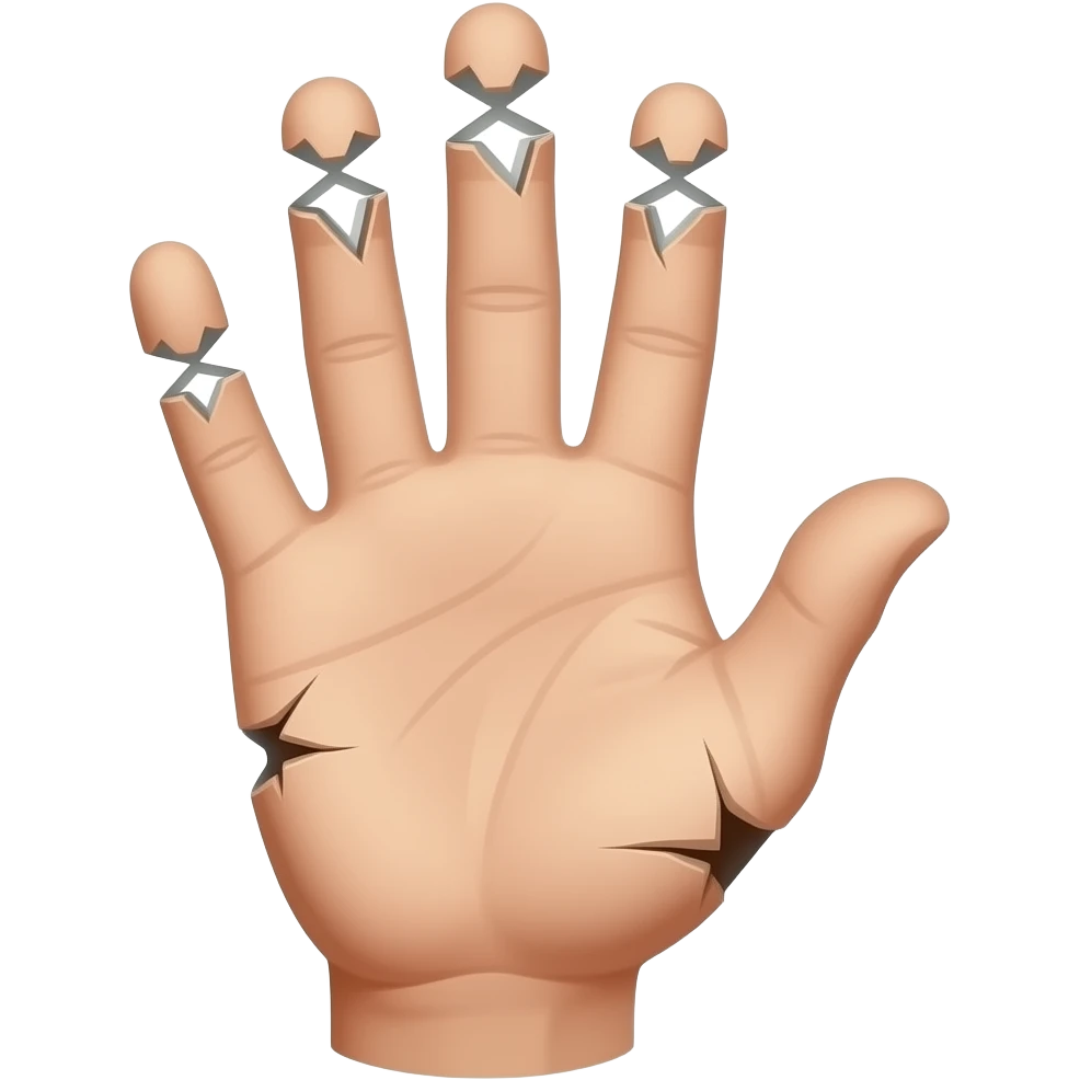 ✋🏽with broken fingers emoji