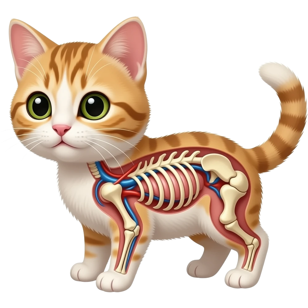 A baby cat in an anatomy lab emoji