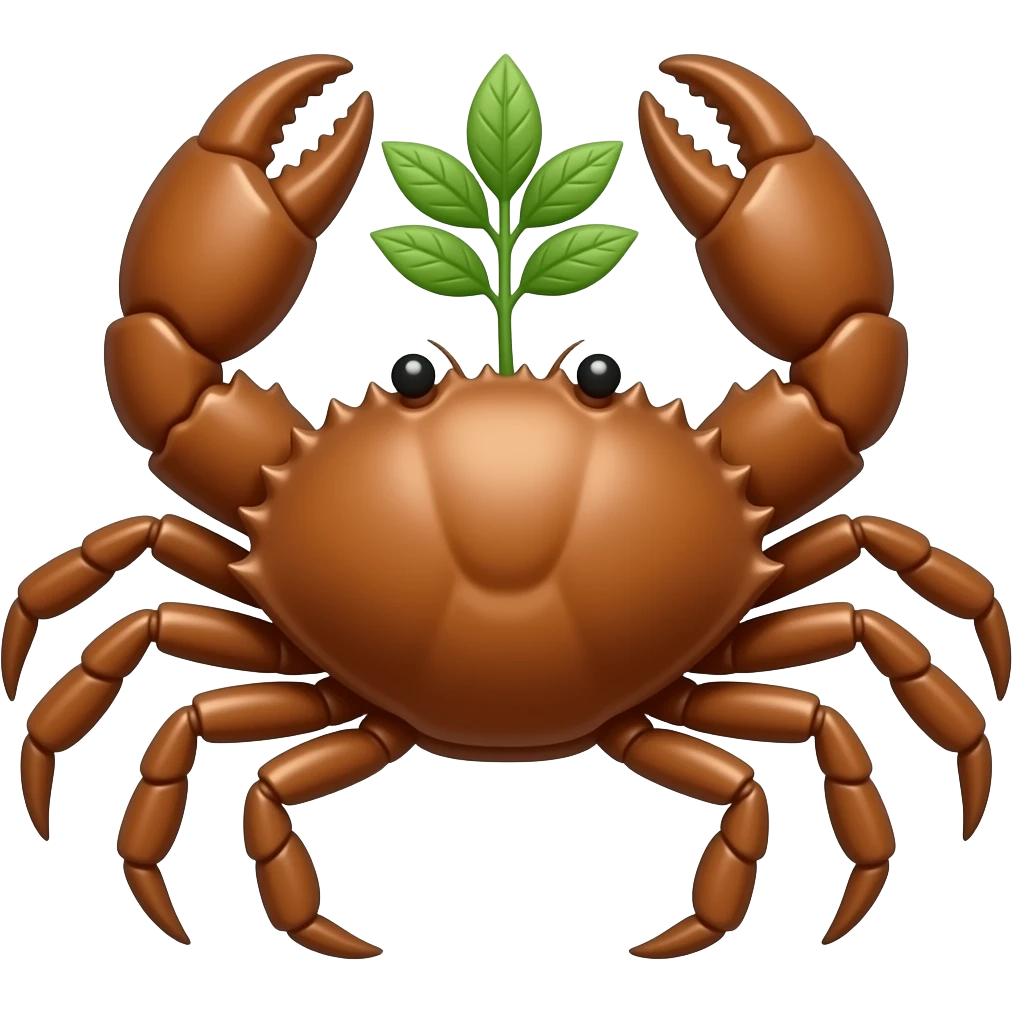 A Brown crab with a plant growing on its back emoji