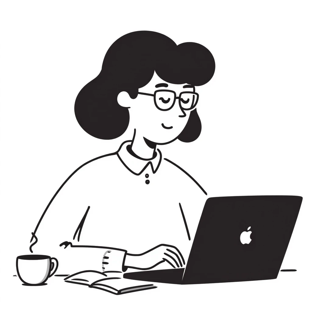 blonde writer woman wearing glasses working on a laptop emoji