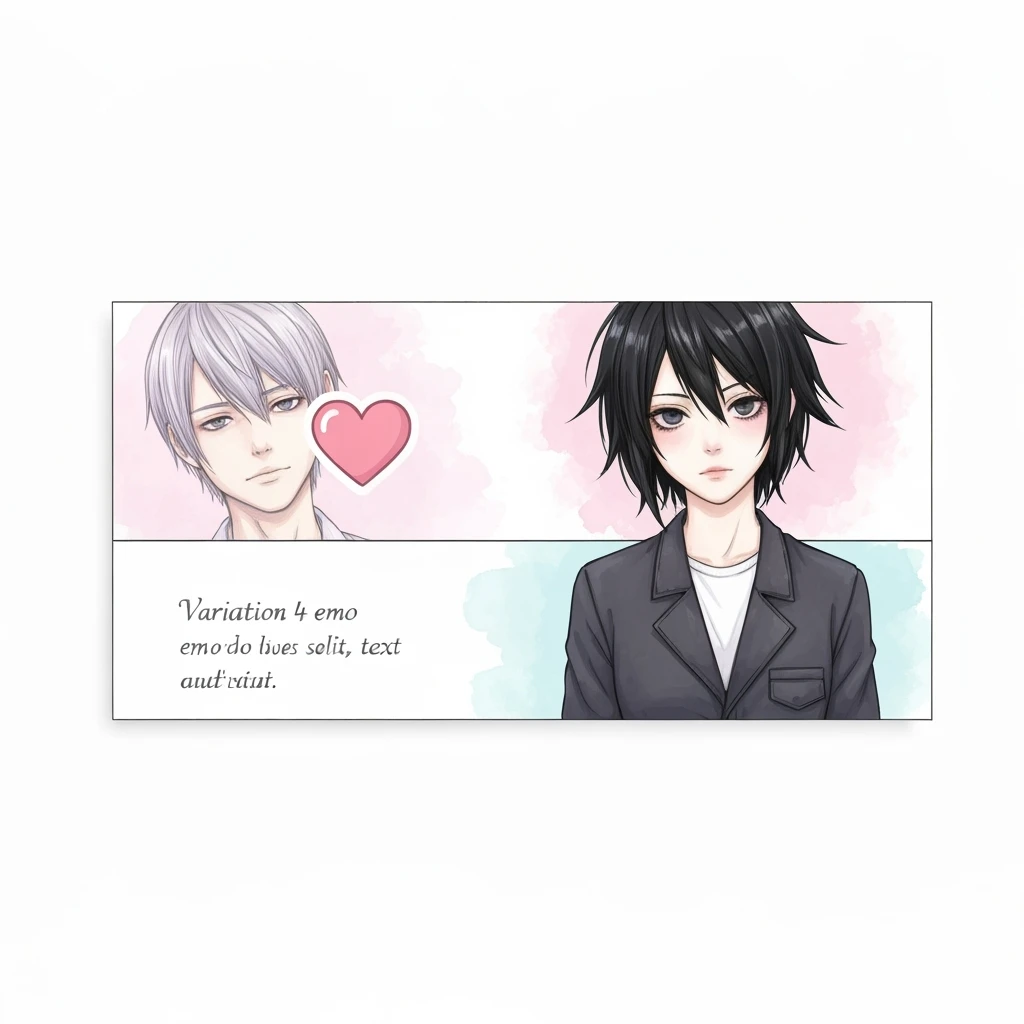 pastel emo banner with a heart accent, cute, expressive, minimal, variation 4 emoji