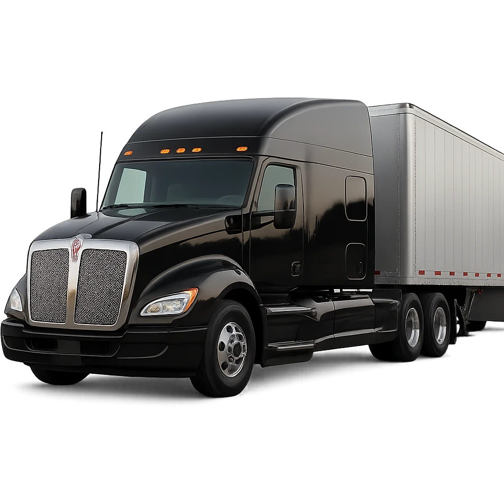Make the flat top sleeper cab of the 2026 Kenworth T680 more visually prominent, highlighting the flat roof and low sleeper profile. Keep a realistic style with no background. emoji