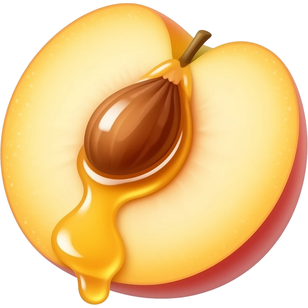 Honey dripping from inside of peach slice emoji