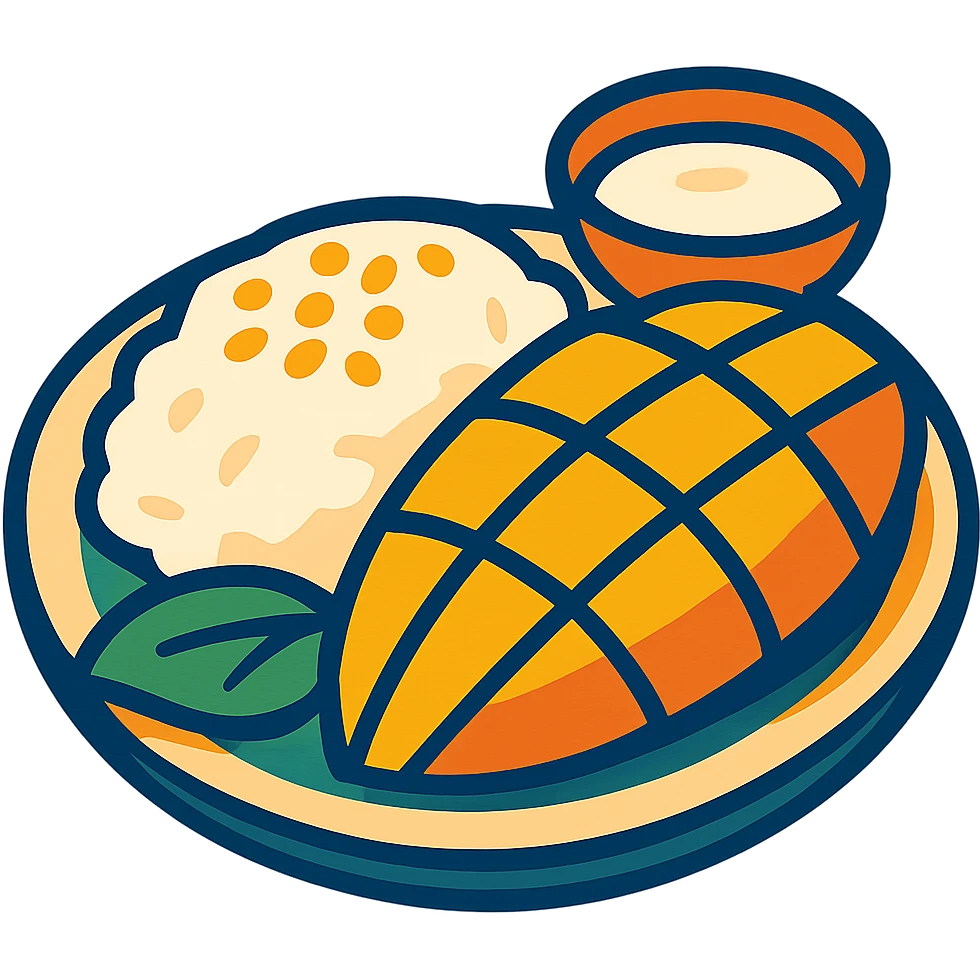 mango sticky rice, stylized, vibrant, no text emoji