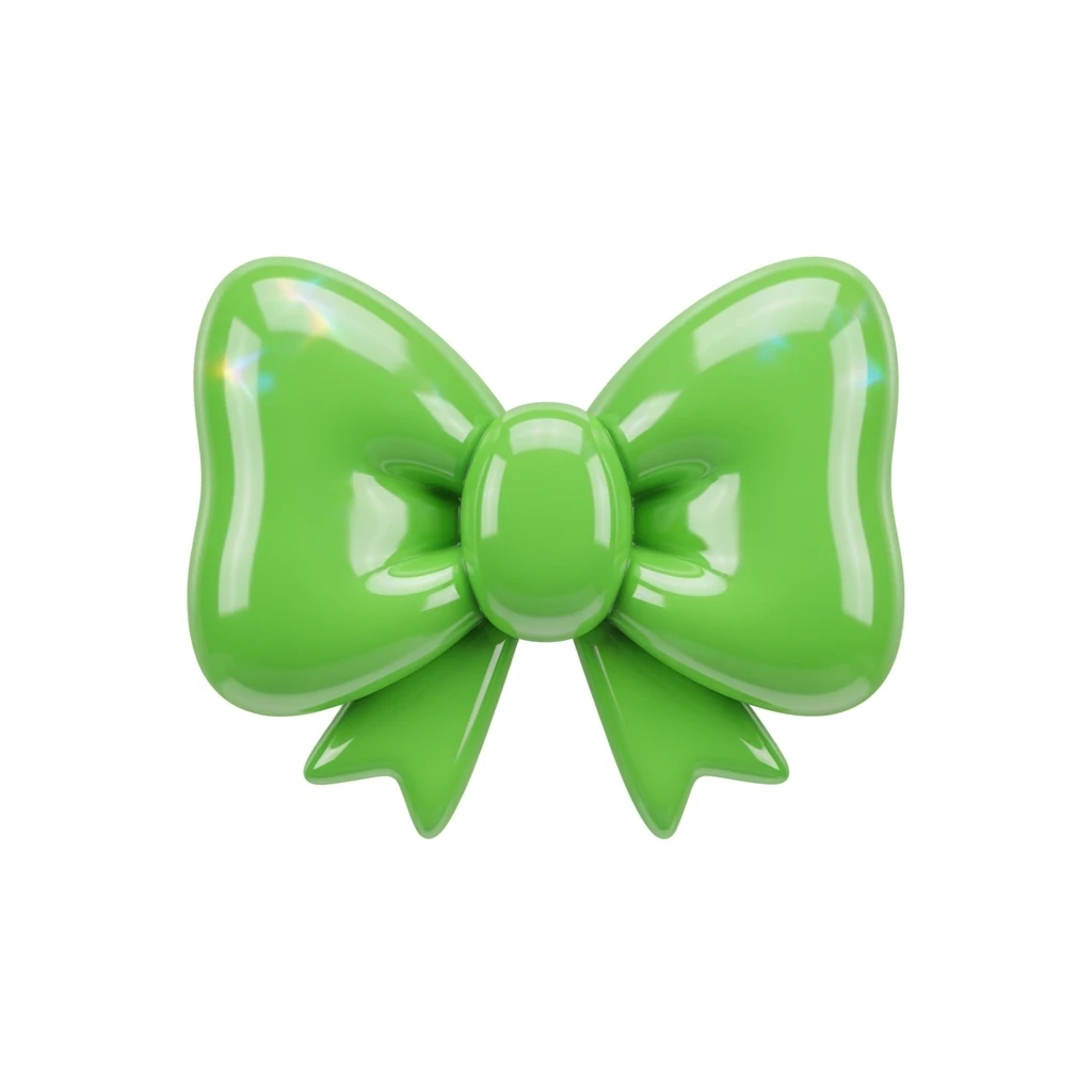 cute and shiny green bow emoji emoji