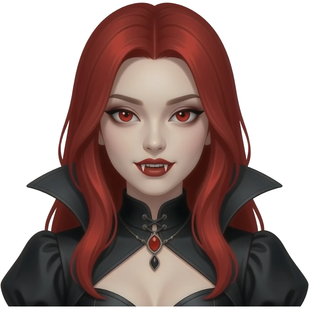 asian vampire woman With read hair emoji