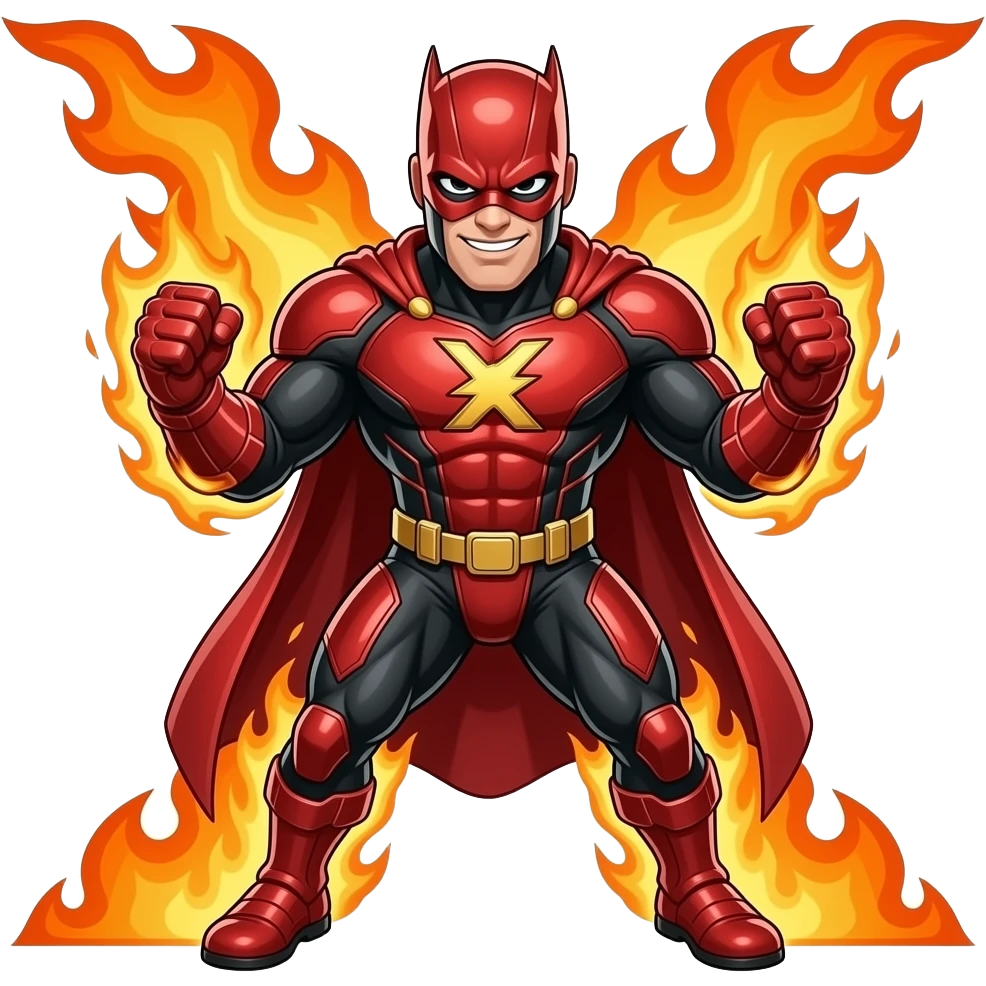 Make a super hero named cipher x and he has fire power emoji