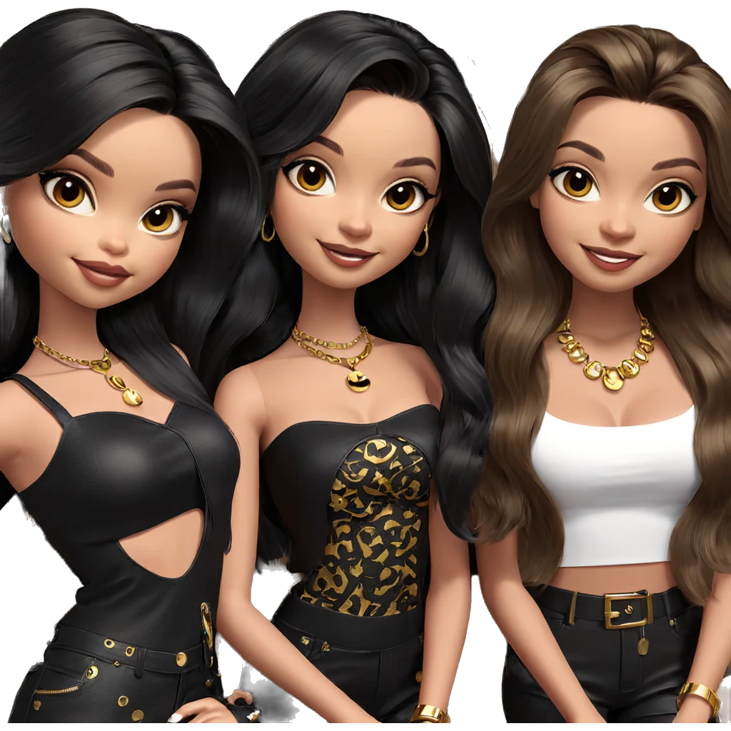 smiling girls with stylish accessories emoji