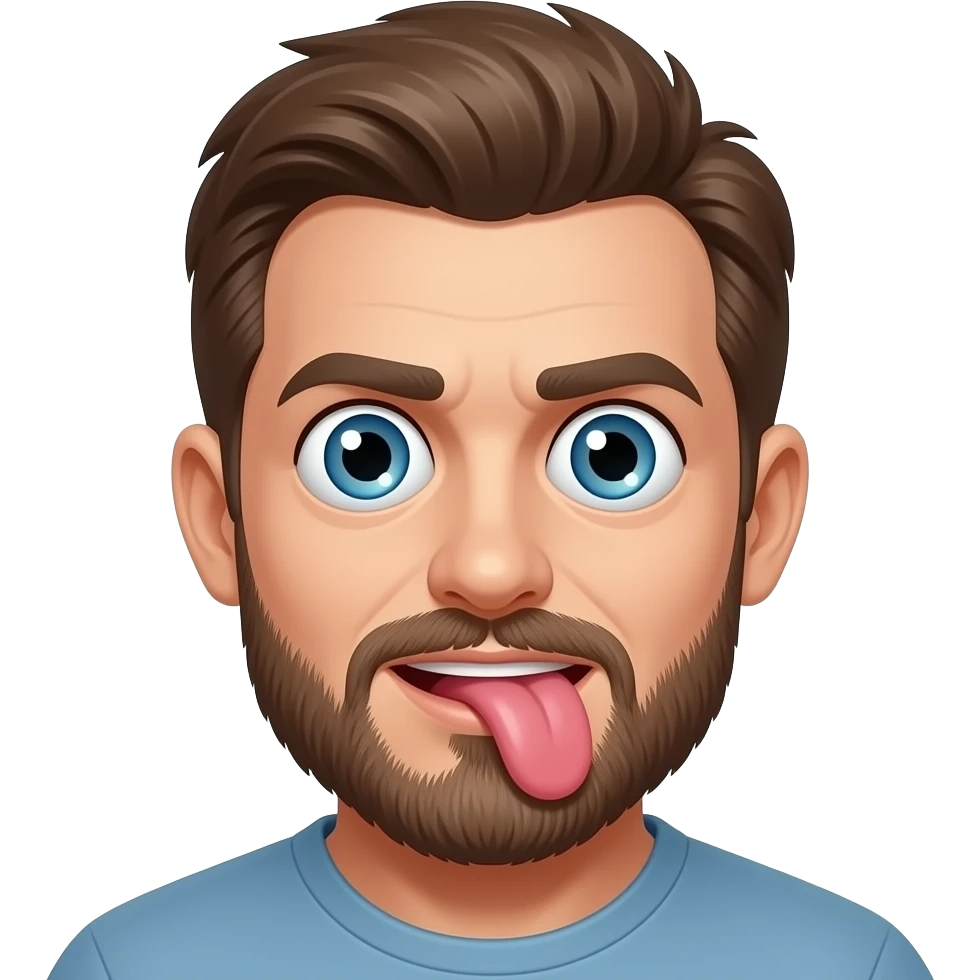 guy with spirals for eyes, tongue out drooling emoji