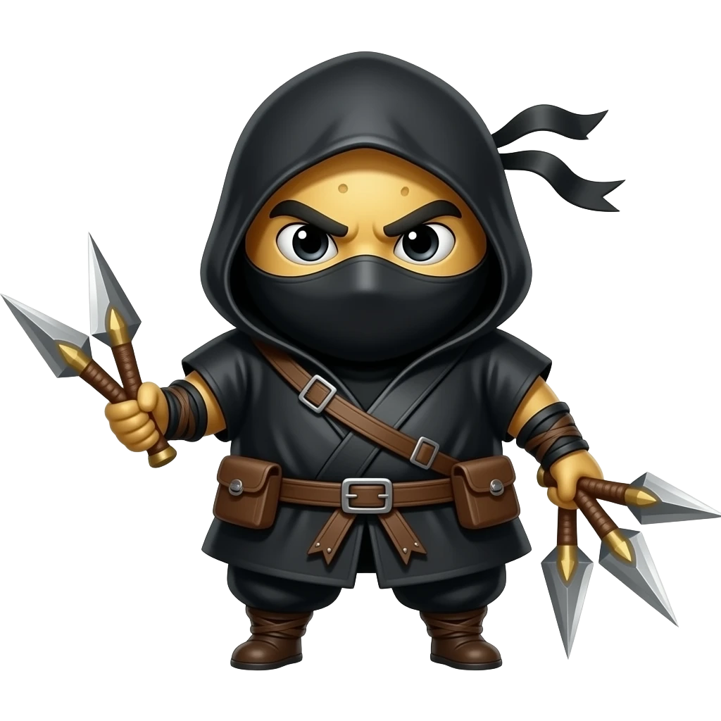 A potato ninja assassin character with a throwing stars emoji