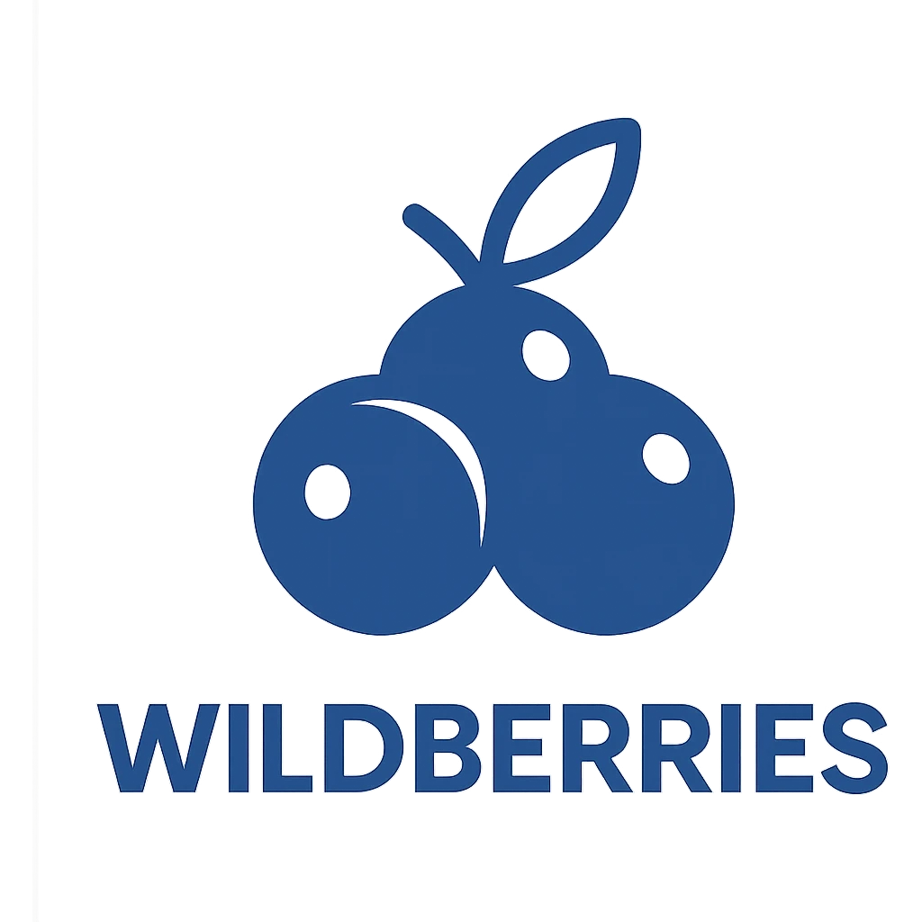 Wildberries marketplace logo, minimalist flat design, blue and white color scheme emoji