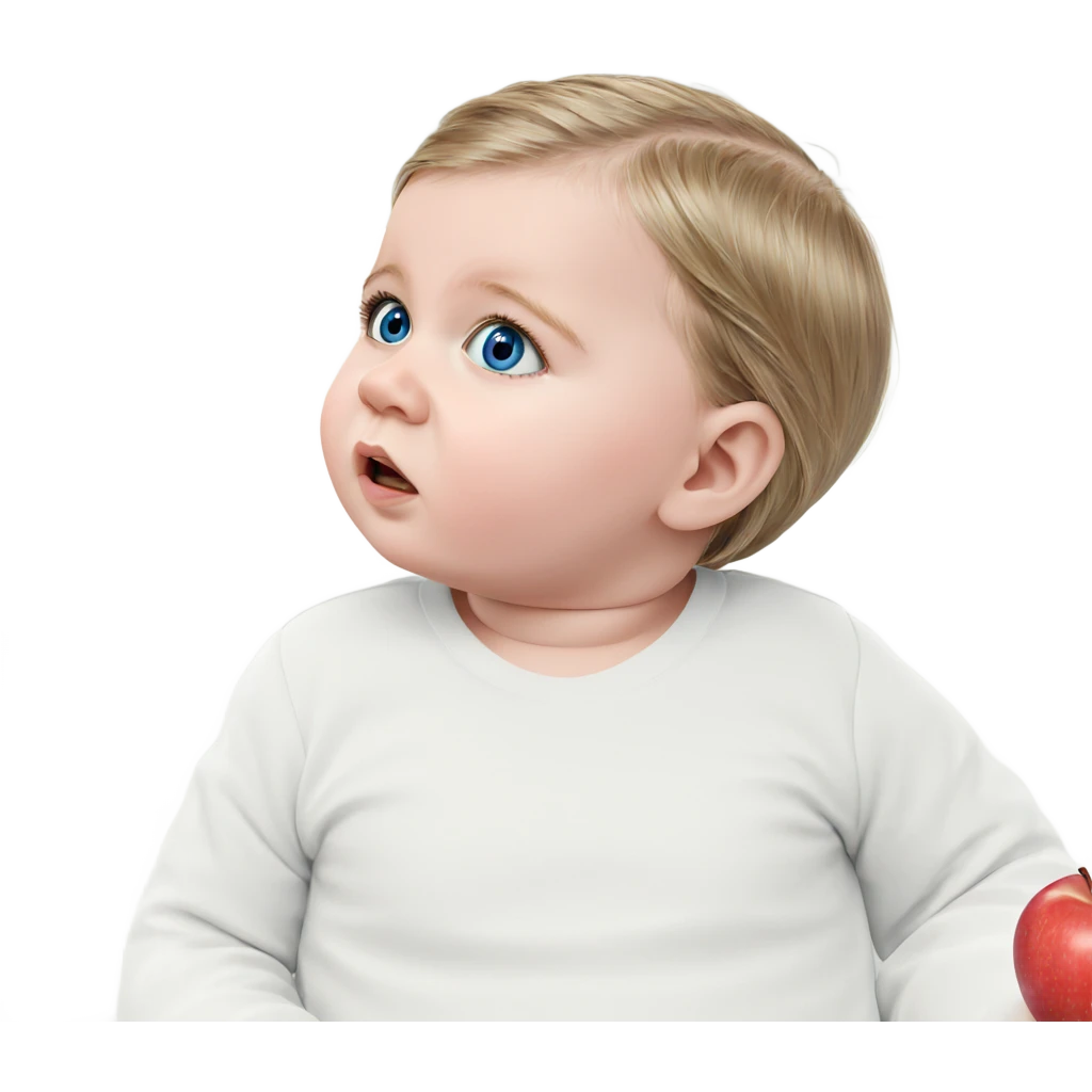 girl with blue eyes and apple emoji