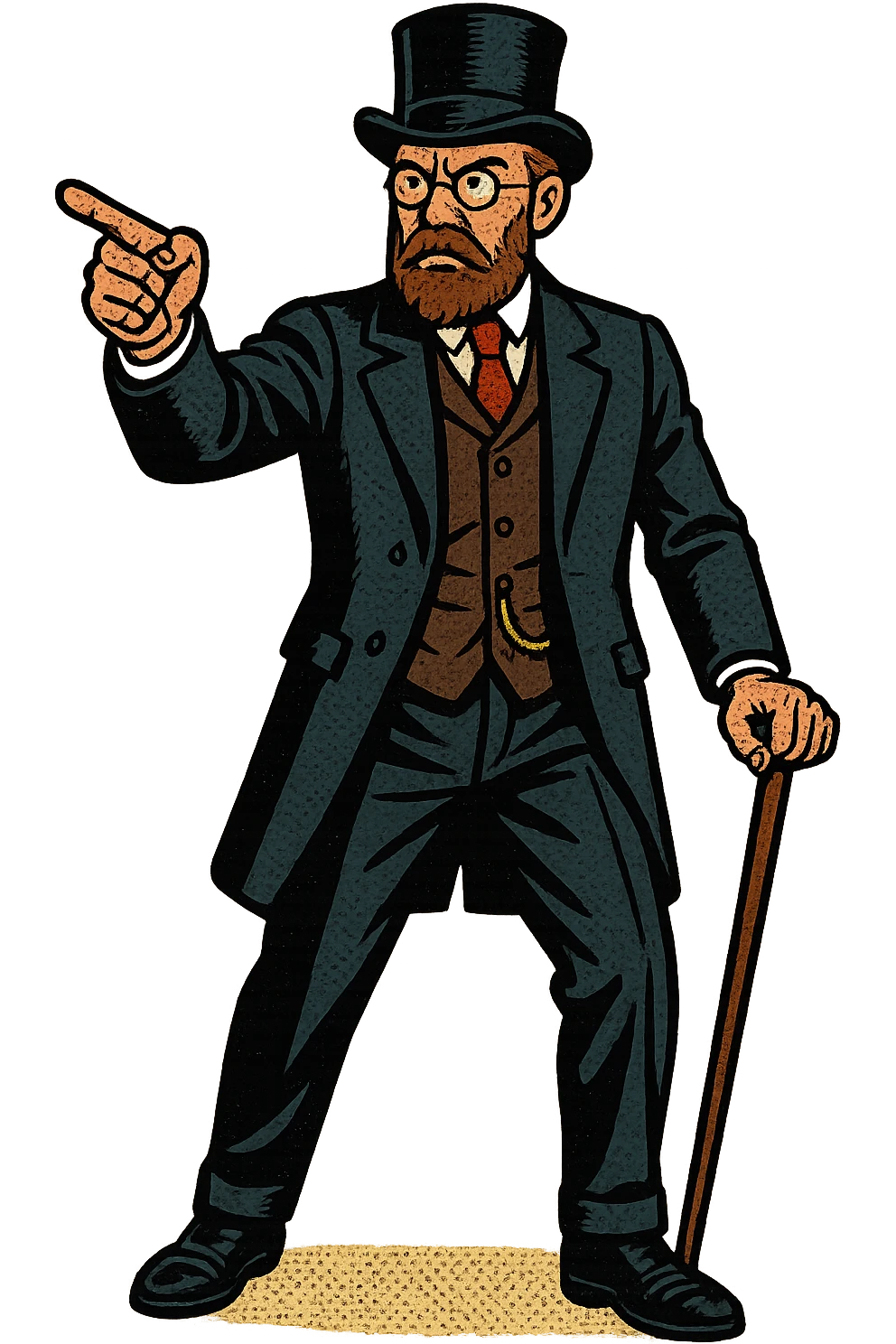 A full body image of victorian professor wearing a suit and top hat emoji