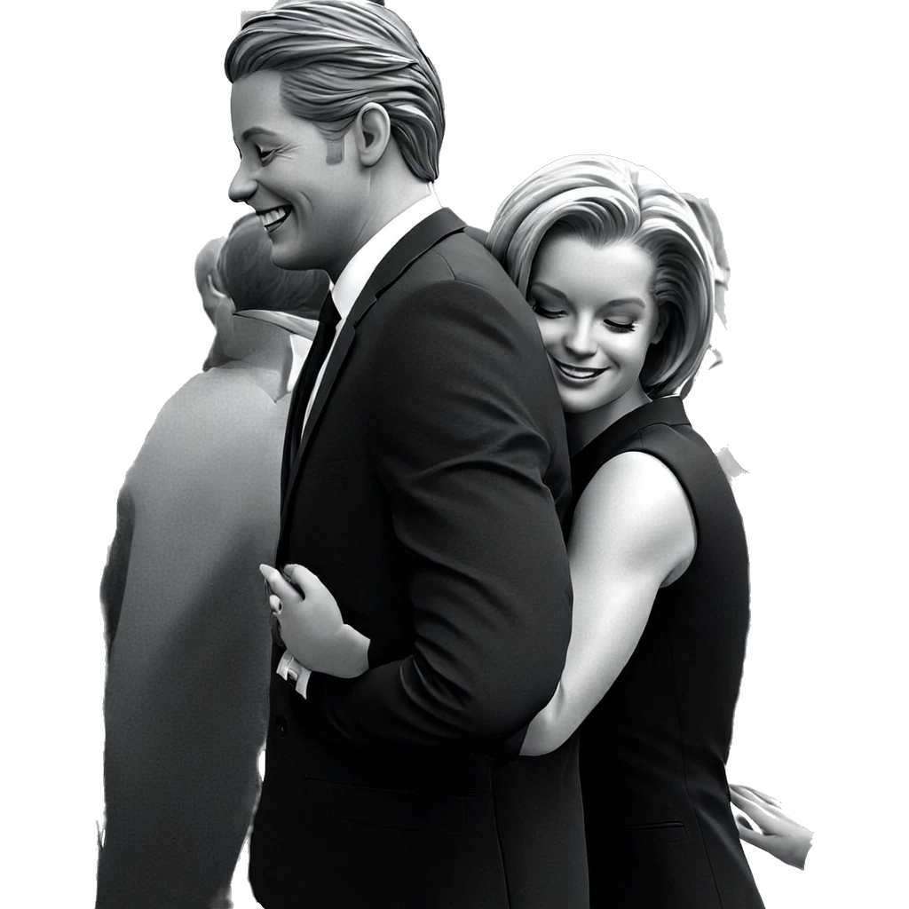 smiling girl in monochrome suit emoji