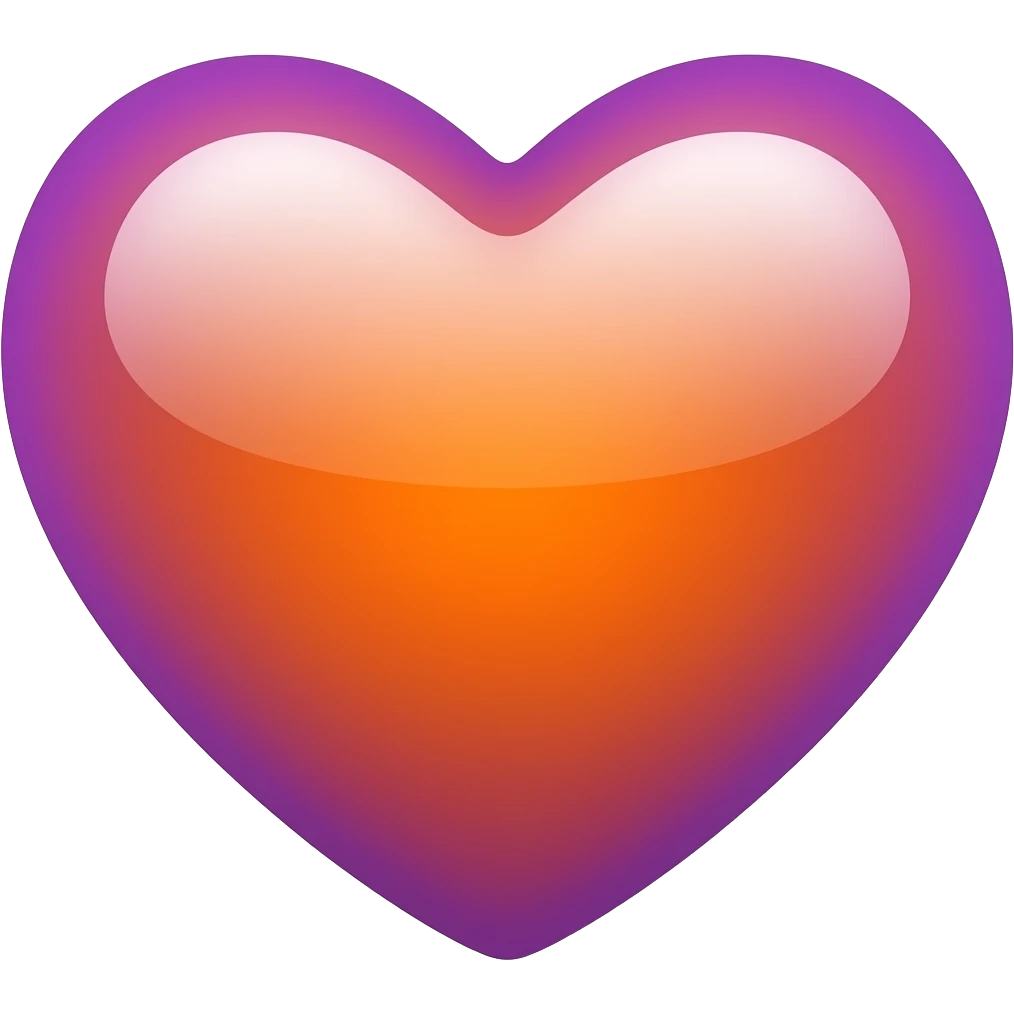 Emoji of a heart in purlpe and orange for a group chat emoji