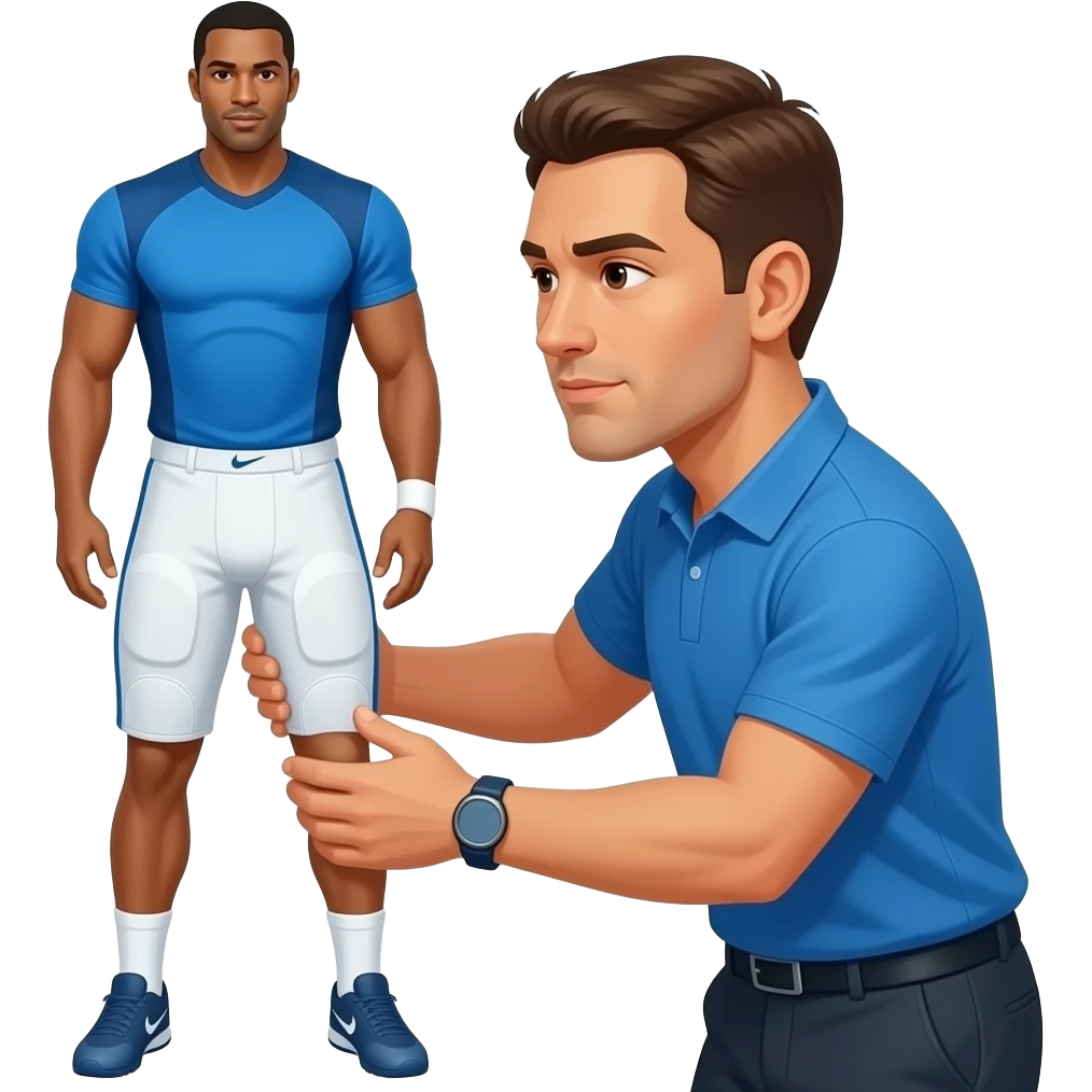 coach in a blue shirt checks groin area emoji