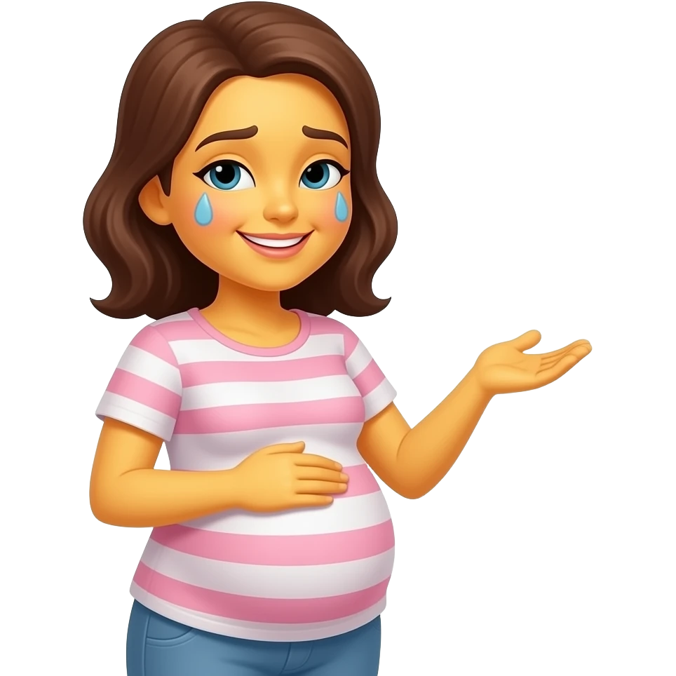 Yellow smiley emoji that's Tired and says Good morning pregnant emoji