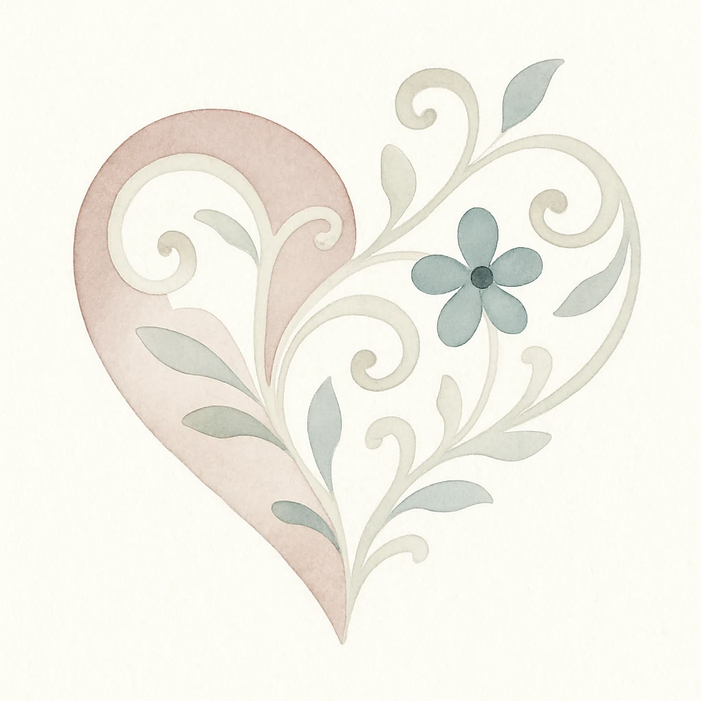 ultra detailed illustration of a heart with a floral filigree emoji