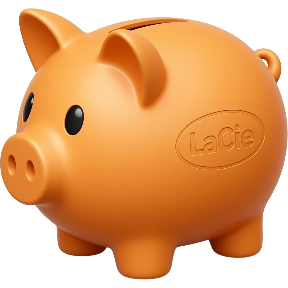 orange piggy bank looking like a lacie hard drive emoji