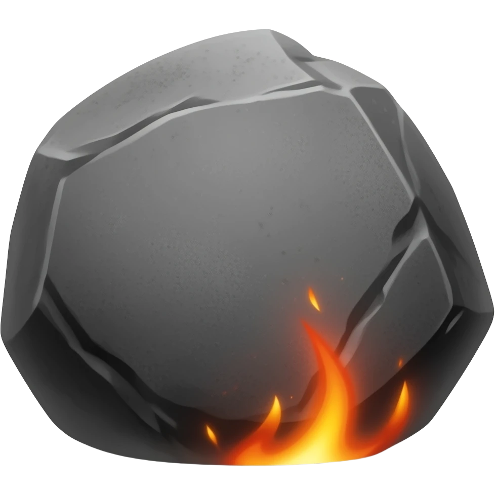 dying extinguished charcoal rock with dying embers emoji