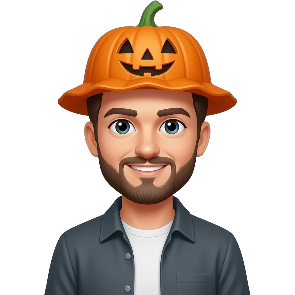 man wearing a pumpkin hat emoji