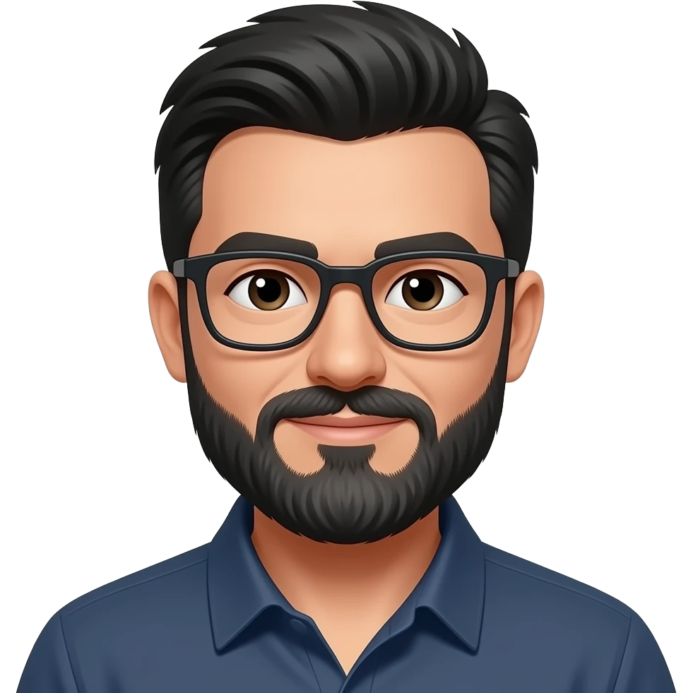 black hair grey beard glasses emoji