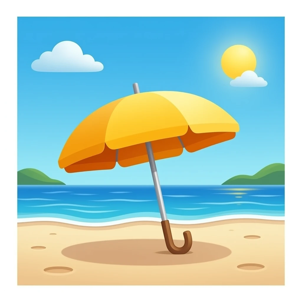 Yellow orange shade umbrella emoji with beach emoji emoji