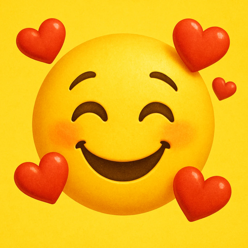 yellow face with hearts emoji