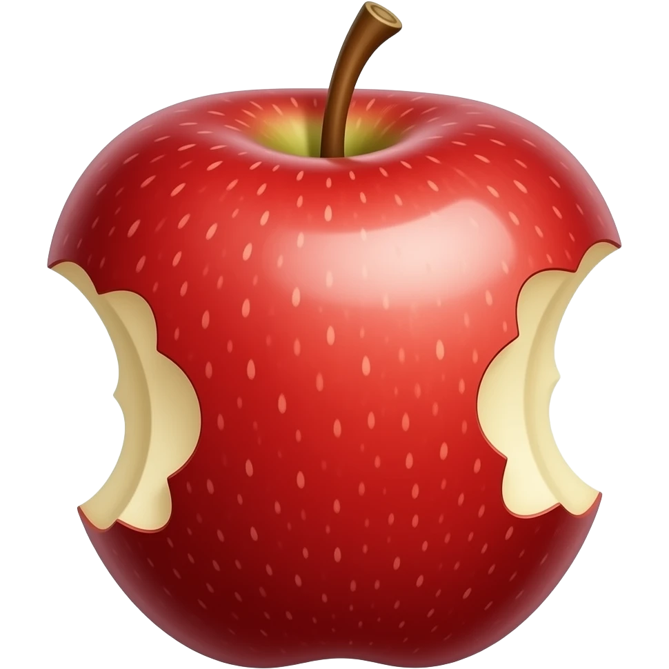 The apple that had been bitten off on both sides was left with teeth marks emoji