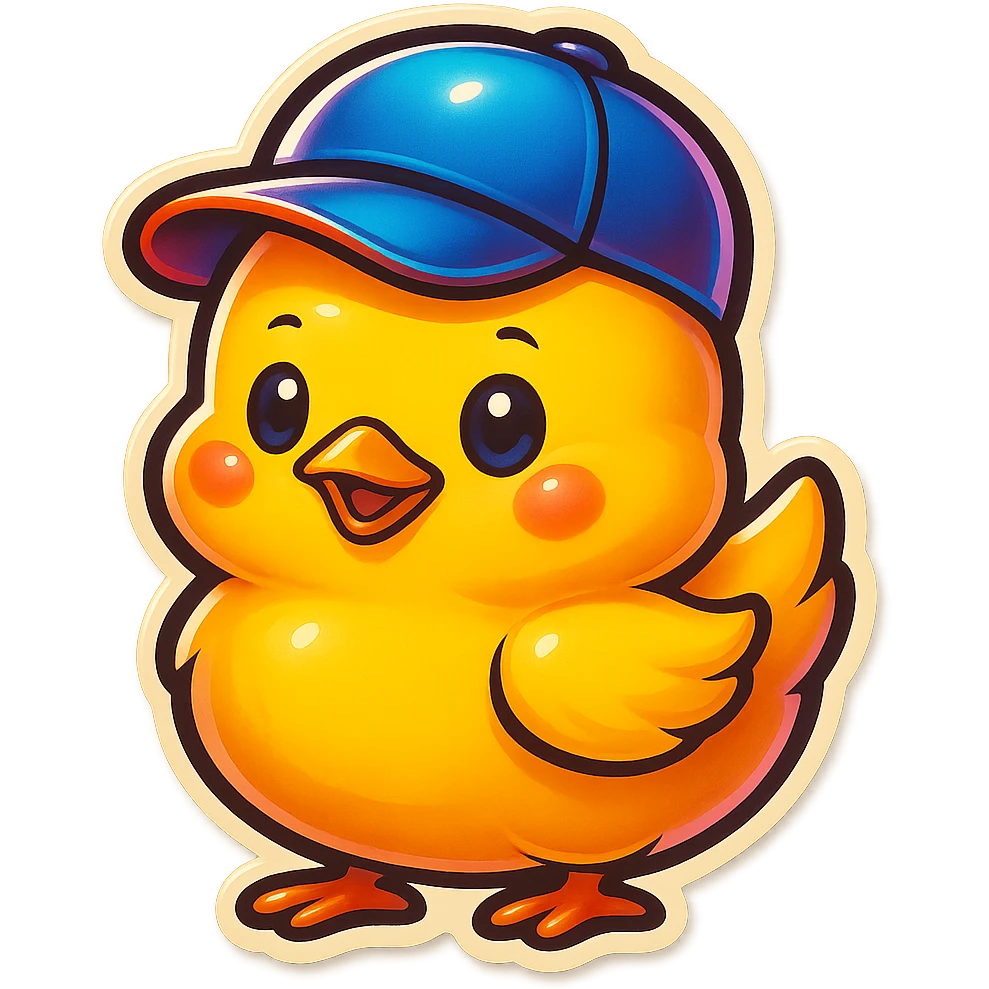 a yellow cute chick with a hat emoji