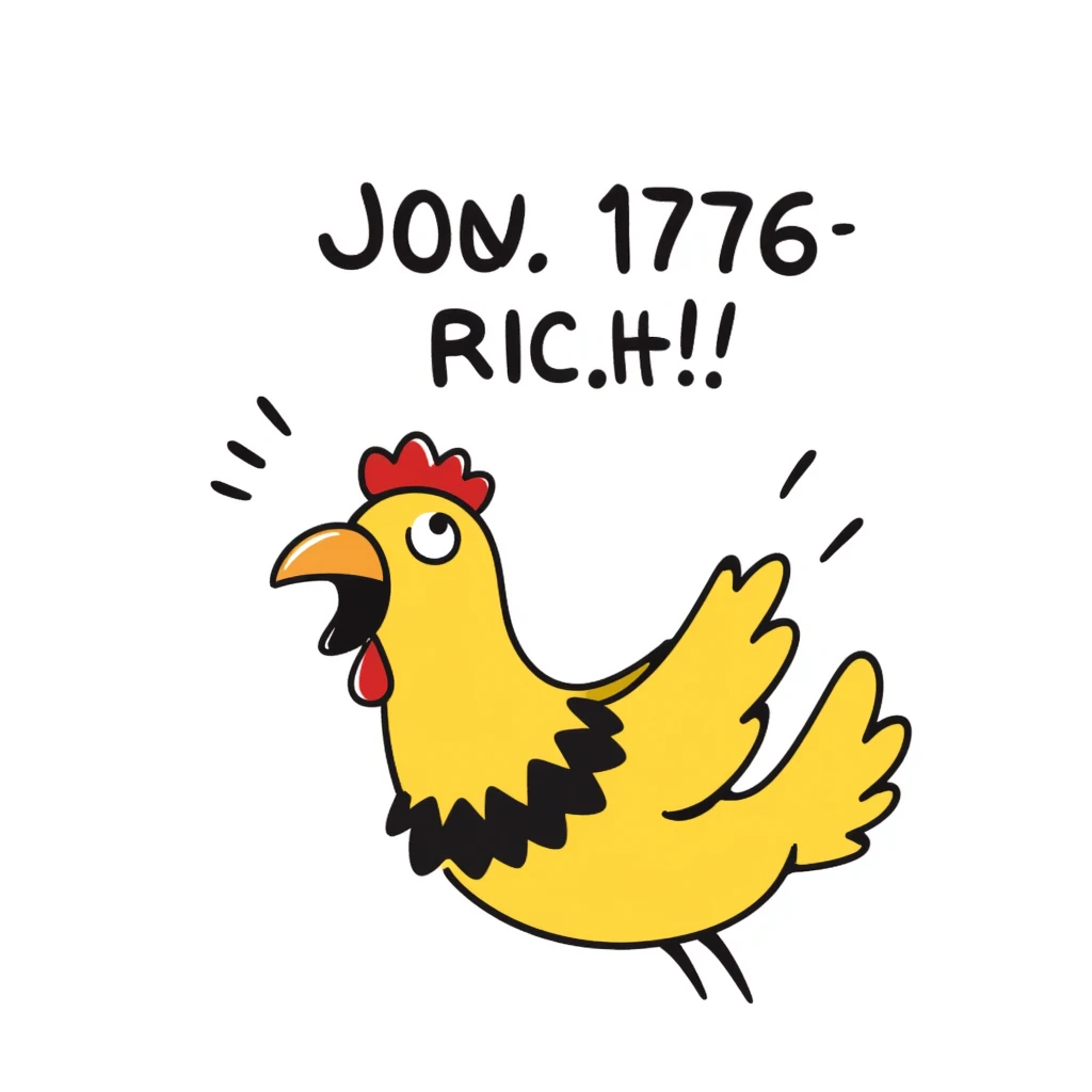 shouting yellow long neck chicken with the words 'JW 1776' emoji
