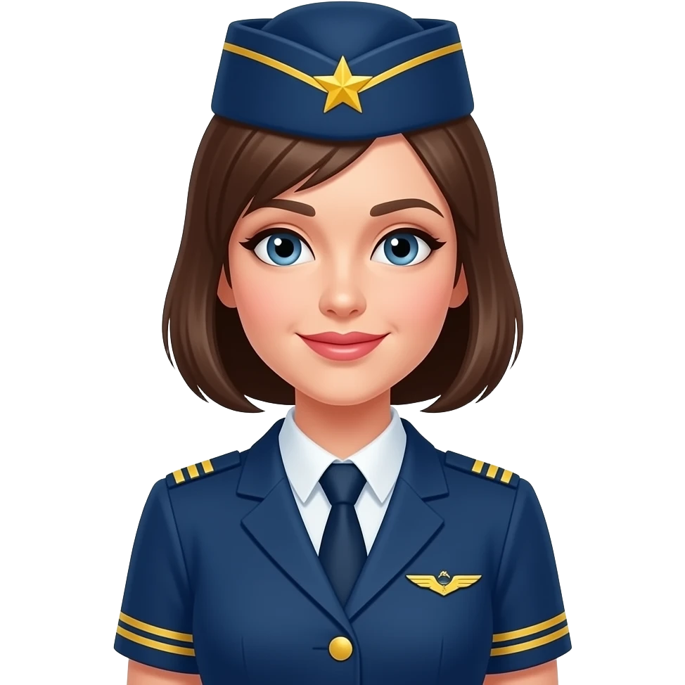 a female flight attendant ai with star emoji