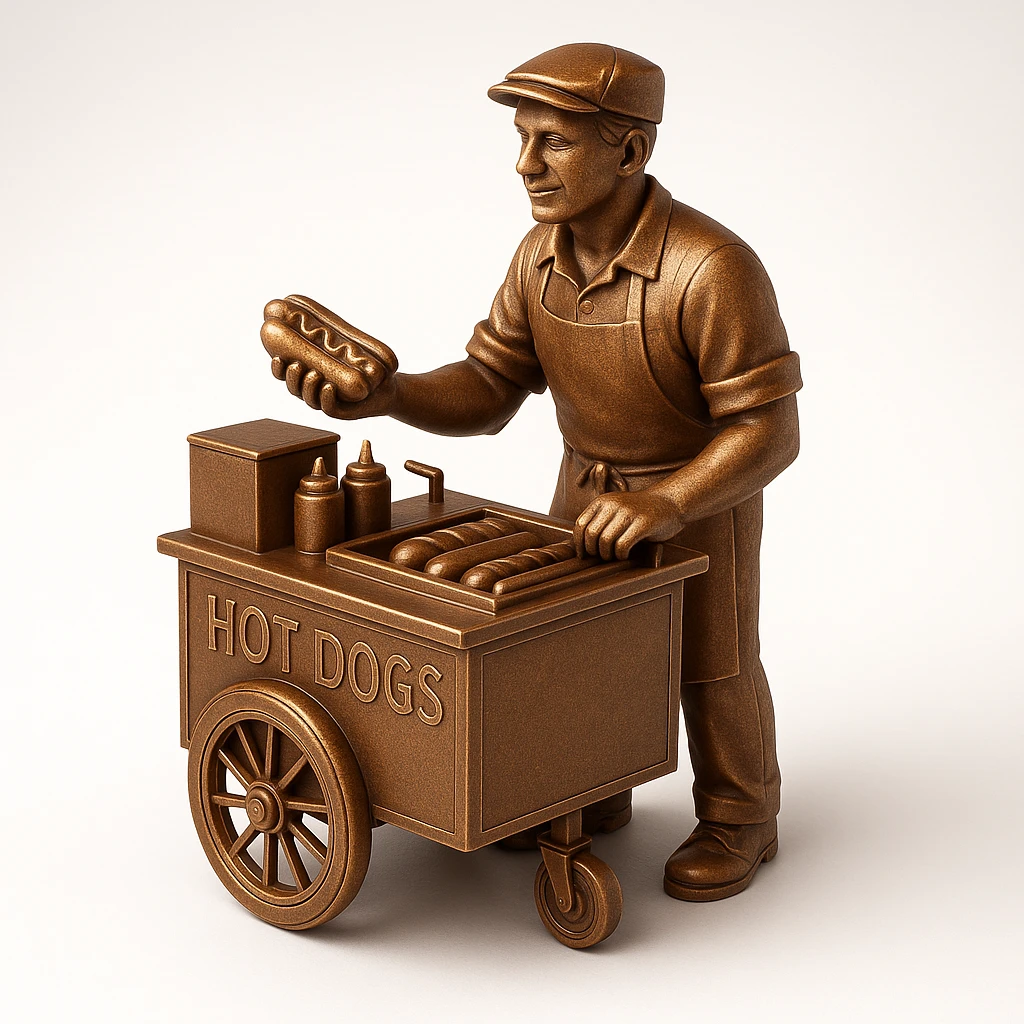 hotdog seller in New York with cart emoji