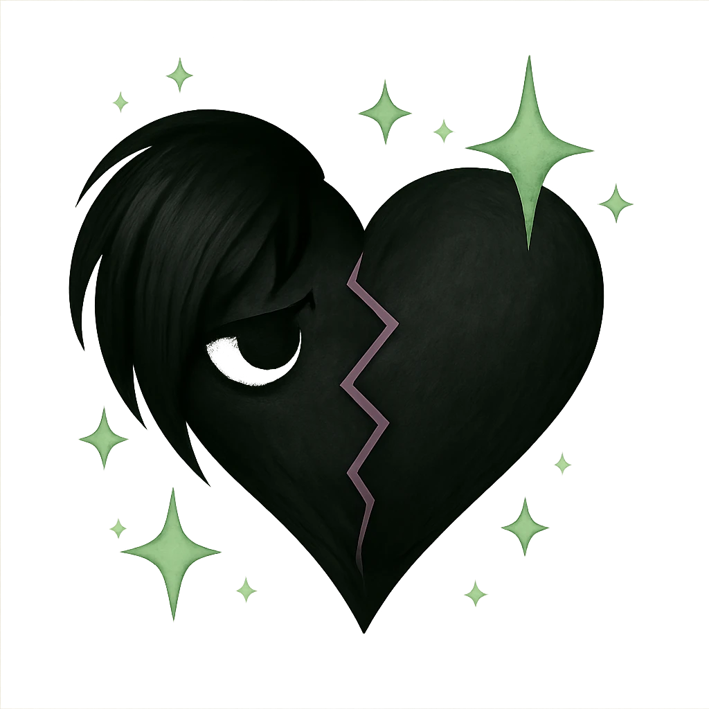 emo heart with pastel green sparkles emoji