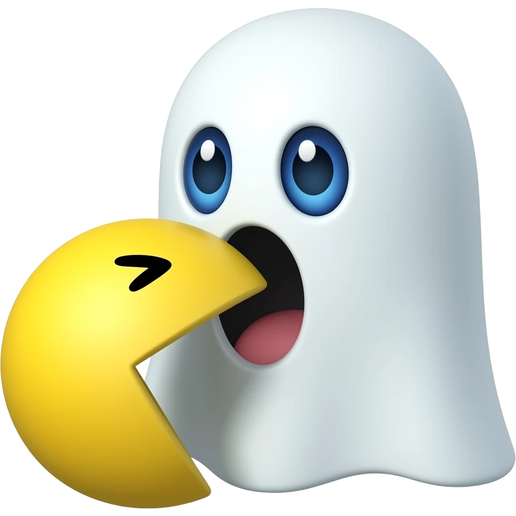 pacman being eaten by a ghost emoji