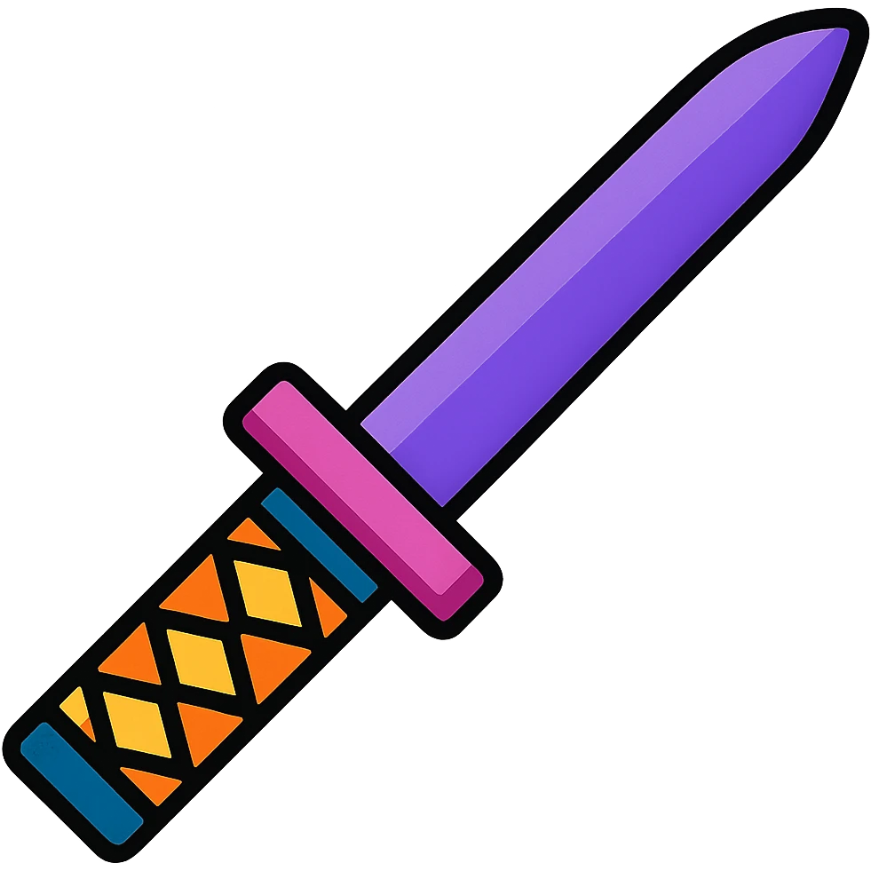 purple katana, vibrant cartoon style emoji
